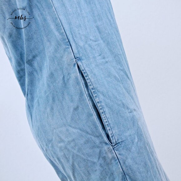 Cloth & Stone Chambray Sleeveless Side Slit Wide Leg Jumpsuit Blue Women XS - Picture 13 of 15
